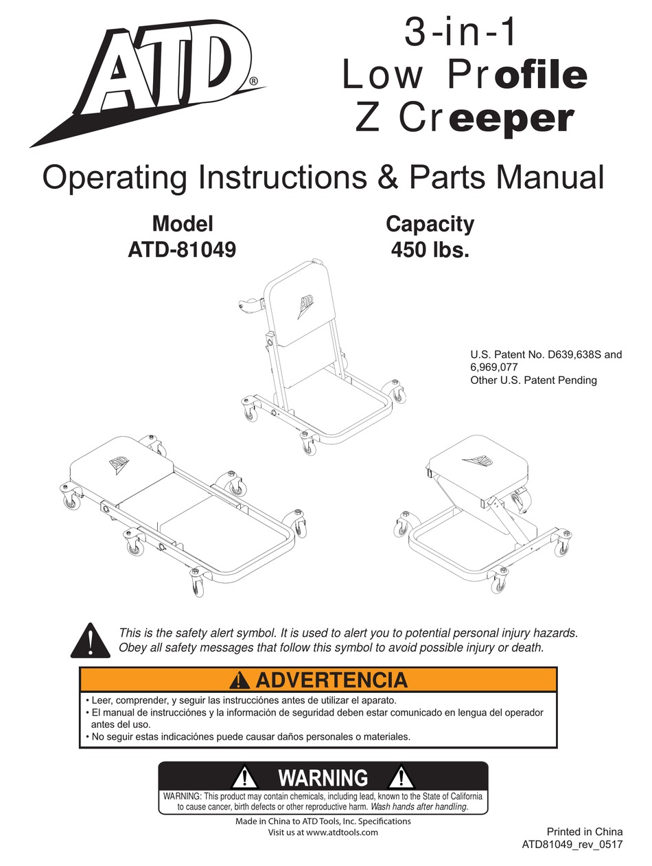 ATD TOOLS ATD-81049 OPERATING INSTRUCTIONS & PARTS MANUAL Pdf Download ...