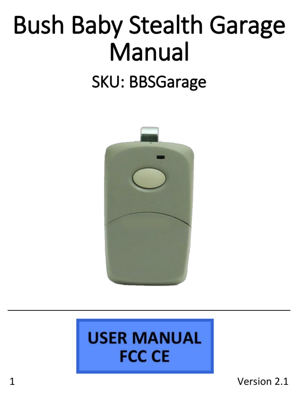 BUSH BABY BBSGARAGE MANUAL Pdf Download ManualsLib