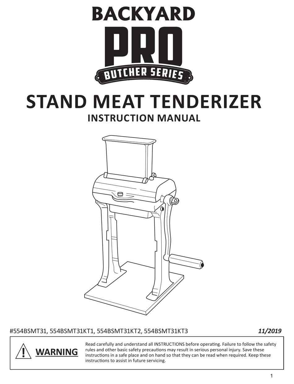 Backyard Pro MT-31 Butcher Series 31-Blade Manual Meat Tenderizer with Two  Legs and Clamps