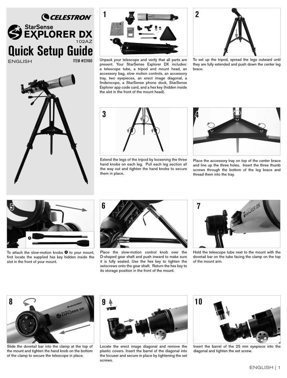 Celestron Starsense Explorer Dx 102az Quick Setup Manual Pdf Download Manualslib