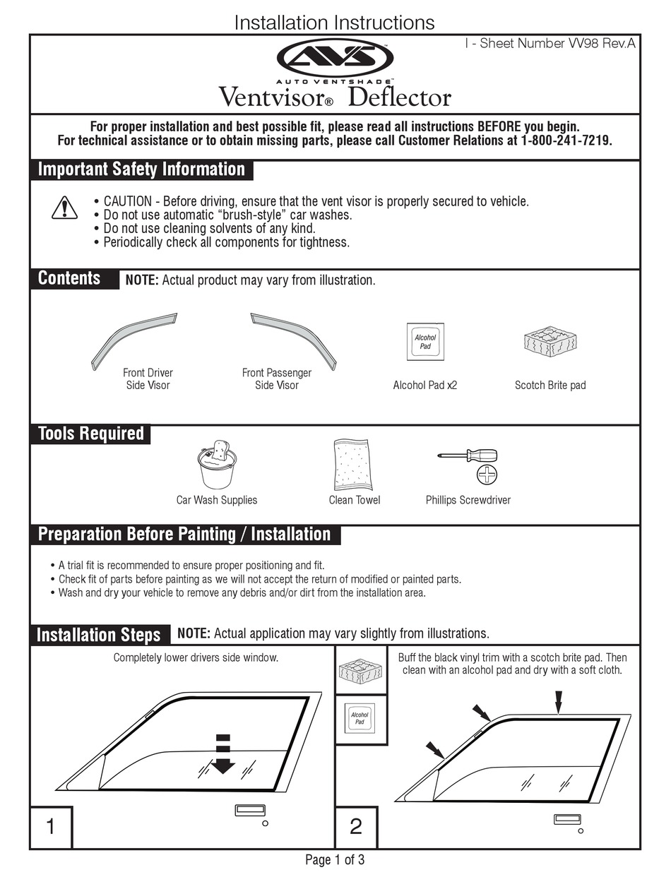 AVS VENTVISOR INSTALLATION INSTRUCTIONS MANUAL Pdf Download ManualsLib