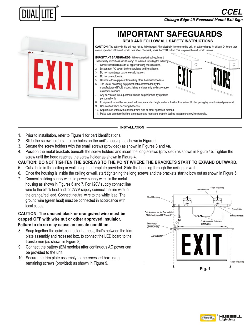 HUBBELL LIGHTING DUAL LITE CCEL SERIES MANUAL Pdf Download ManualsLib