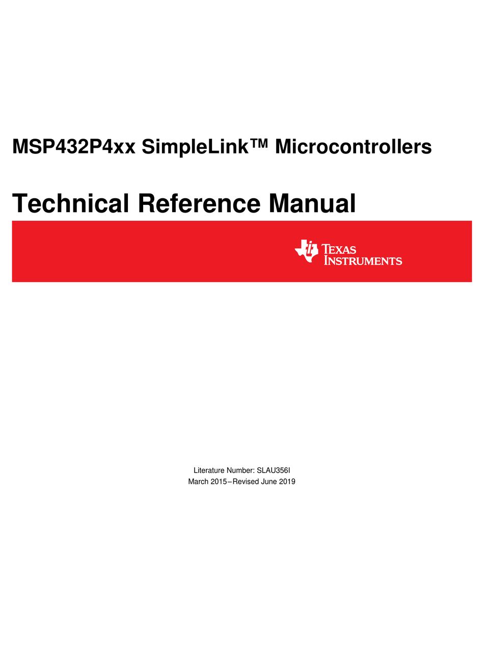 Texas Instruments Simplelink Msp432p4 Series Technical Reference Manual Pdf Download Manualslib