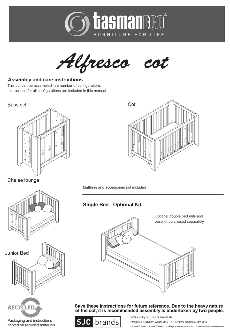 Tasman eco hotsell verona cot