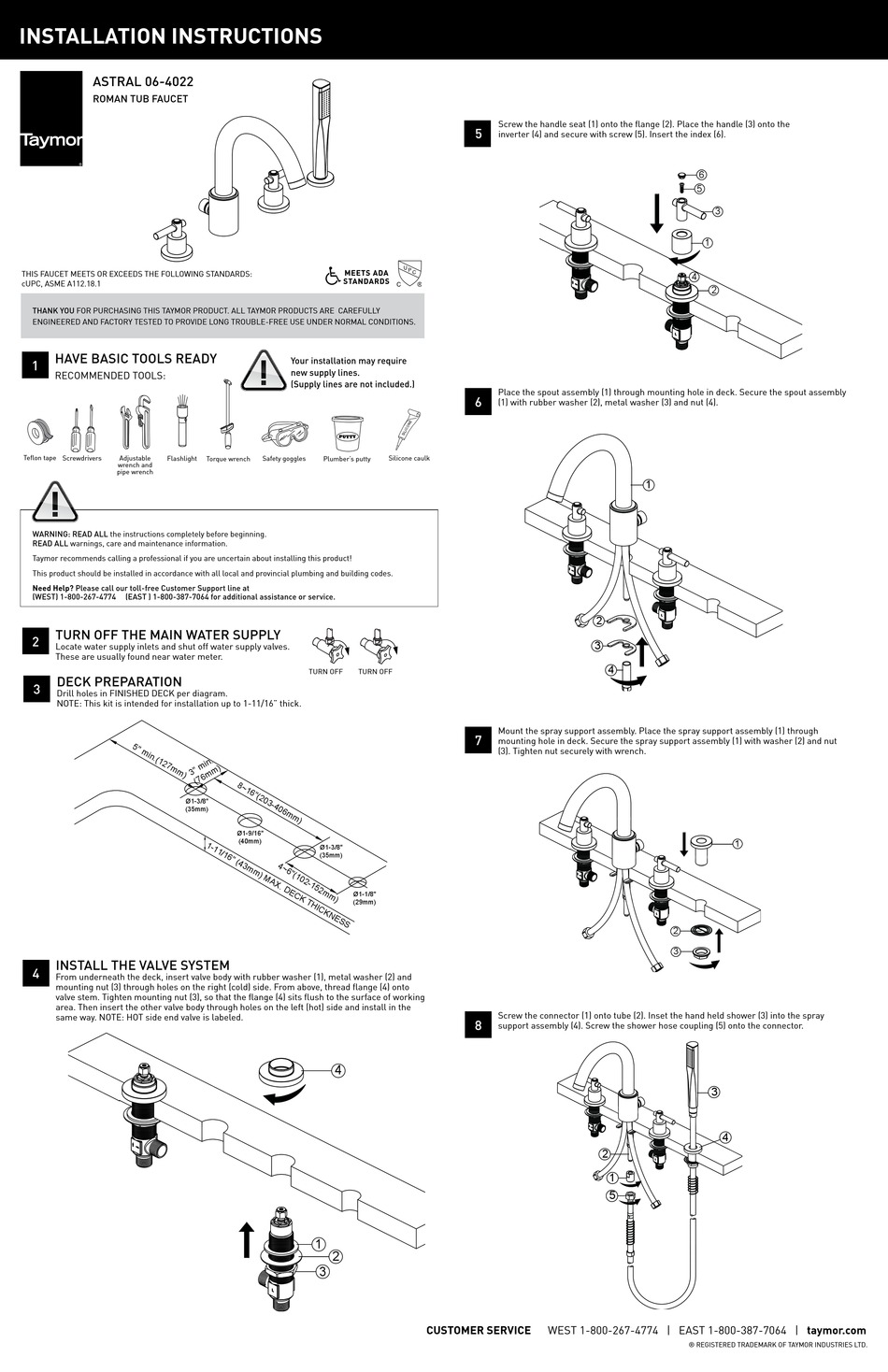 TAYMOR ASTRAL 064022 INSTALLATION INSTRUCTIONS Pdf Download ManualsLib