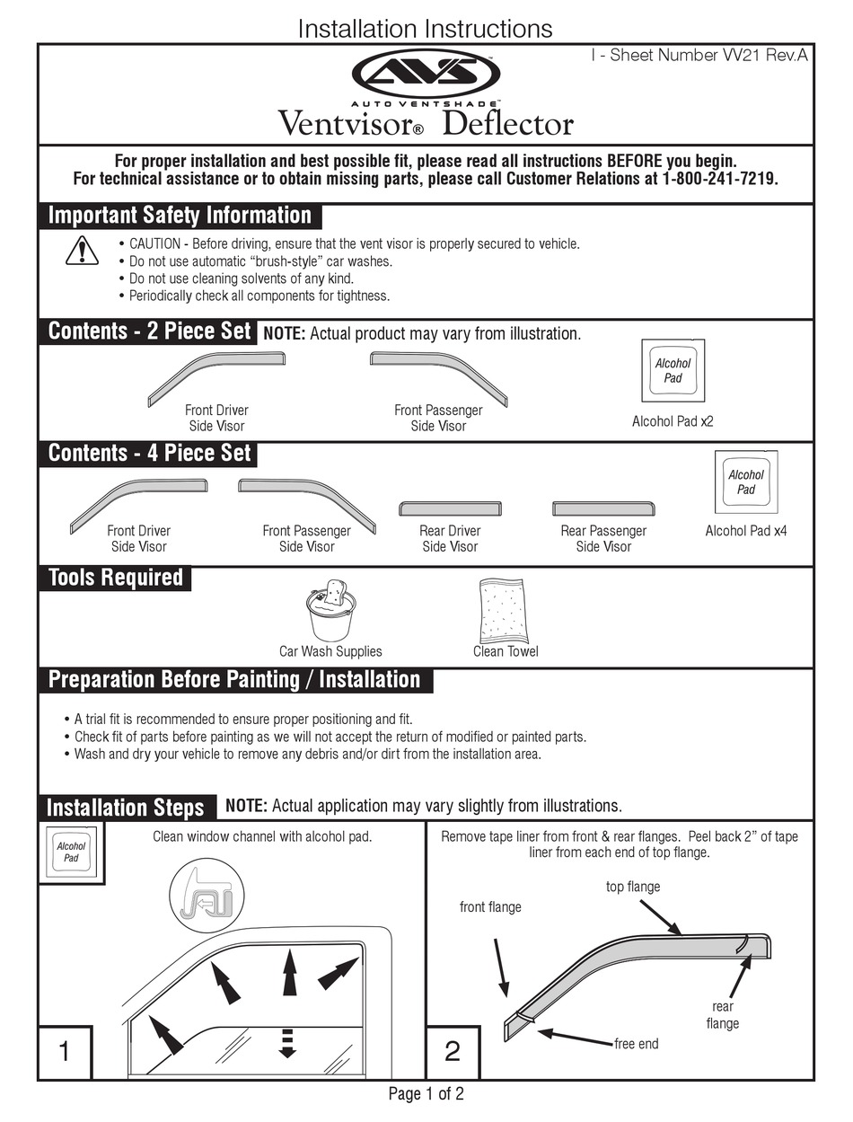 AVS VENTVISOR INSTALLATION INSTRUCTIONS MANUAL Pdf Download ManualsLib