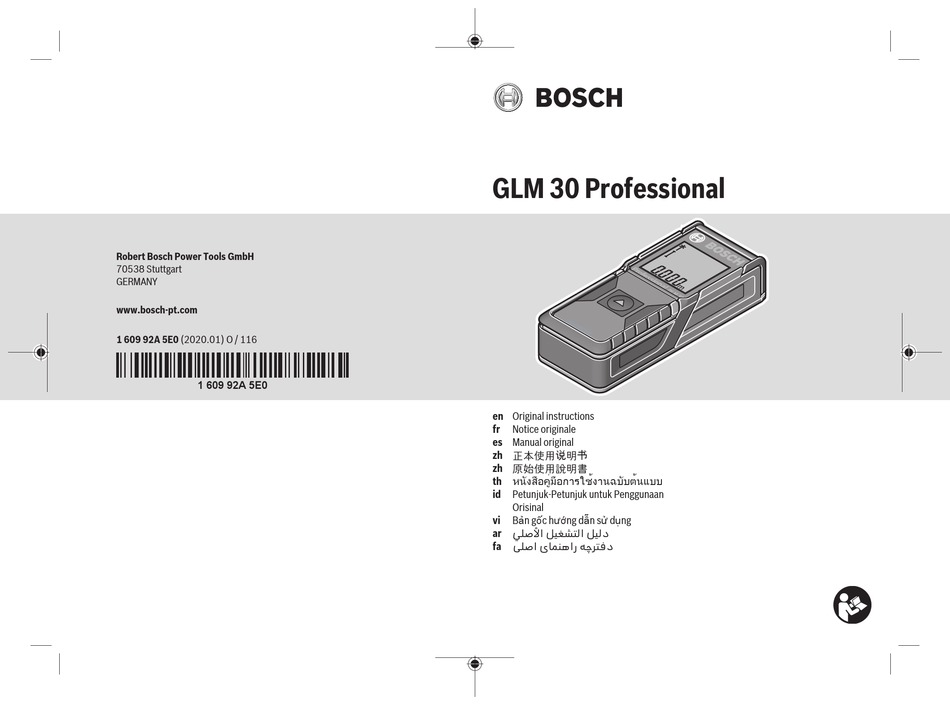 BOSCH PROFESSIONAL GLM 30 ORIGINAL INSTRUCTIONS MANUAL Pdf Download
