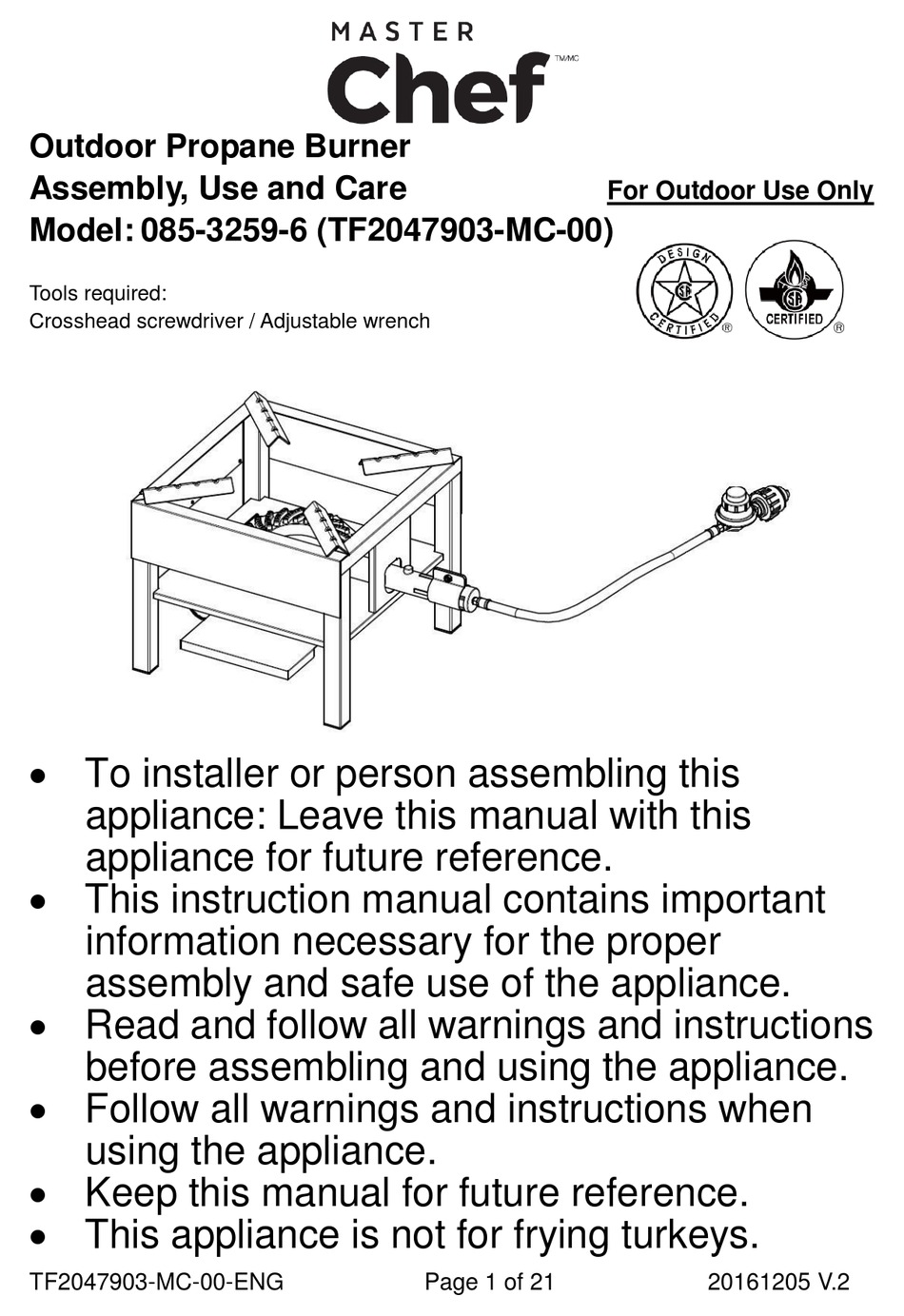 Master Chef 085 3259 6 Assembly Use And Care Pdf Download Manualslib