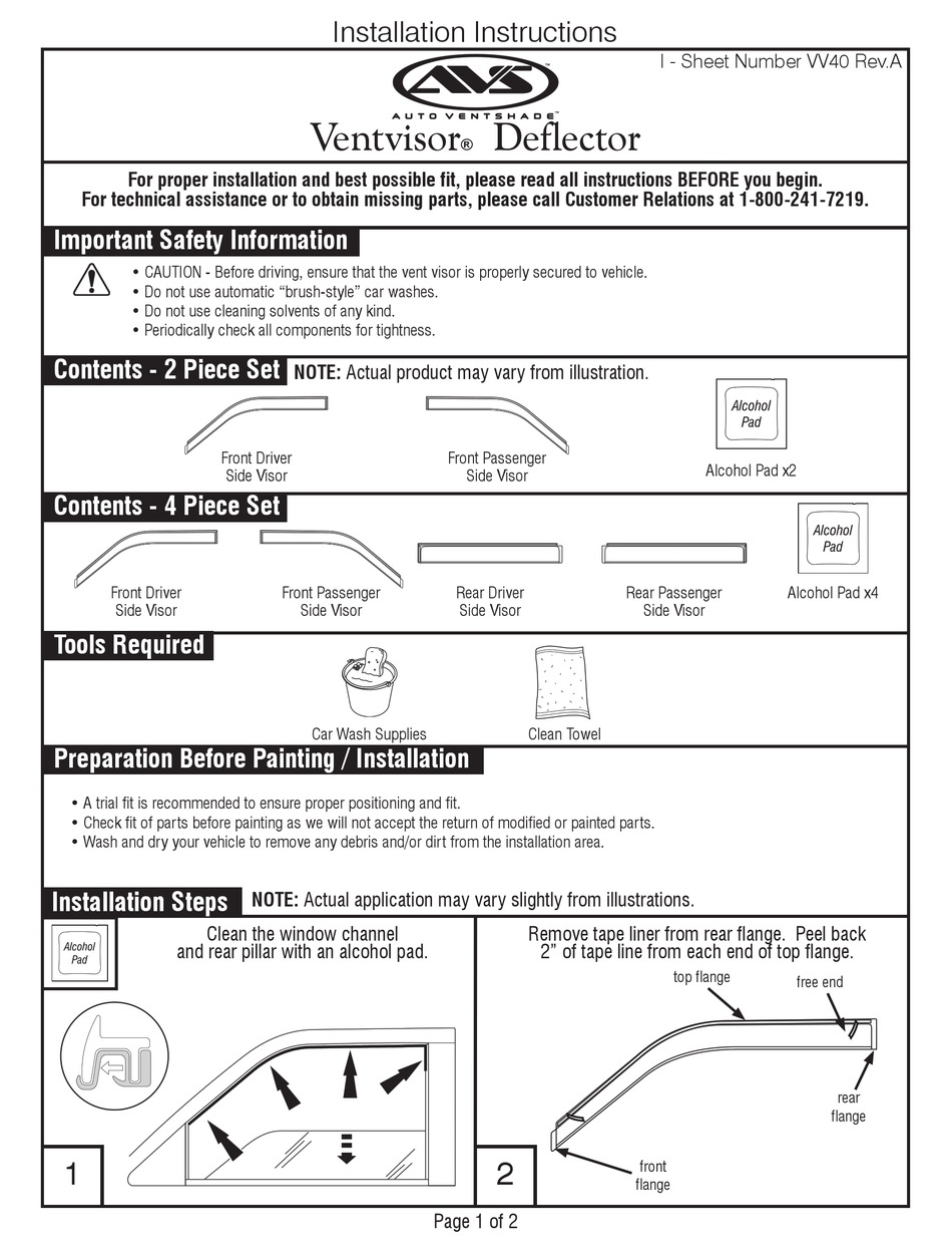 AVS VENTVISOR INSTALLATION INSTRUCTIONS MANUAL Pdf Download ManualsLib