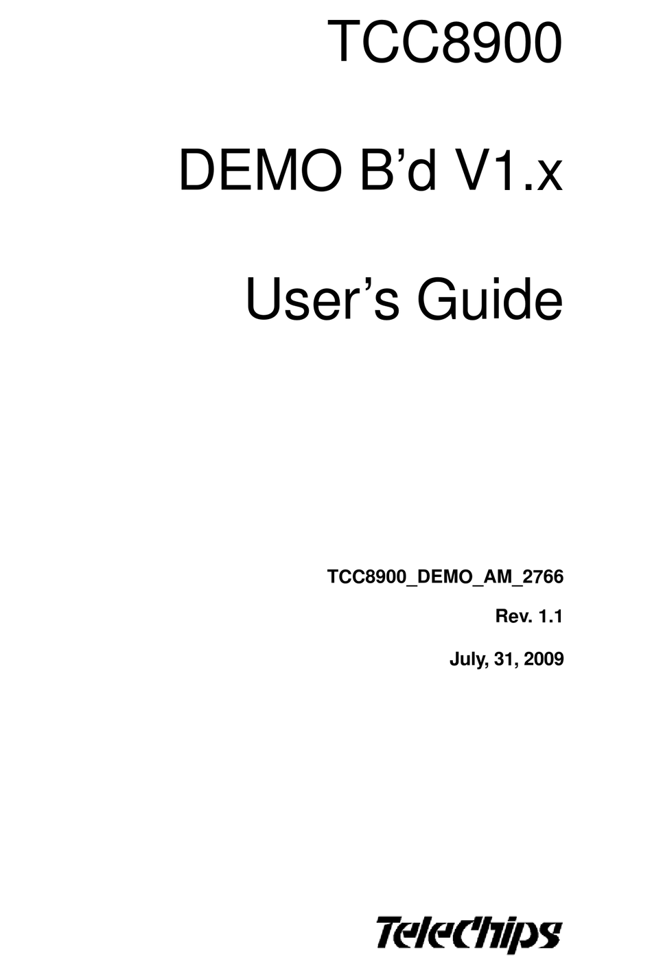 TELECHIPS TCC8900 USER MANUAL Pdf Download | ManualsLib