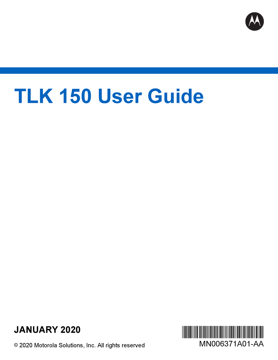 MOTOROLA TLK 150 USER MANUAL Pdf Download | ManualsLib