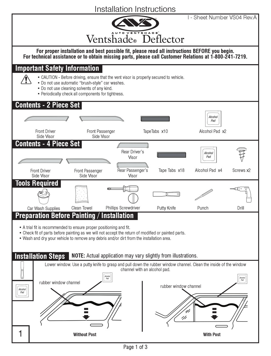 AVS VENTSHADE INSTALLATION INSTRUCTIONS MANUAL Pdf Download ManualsLib
