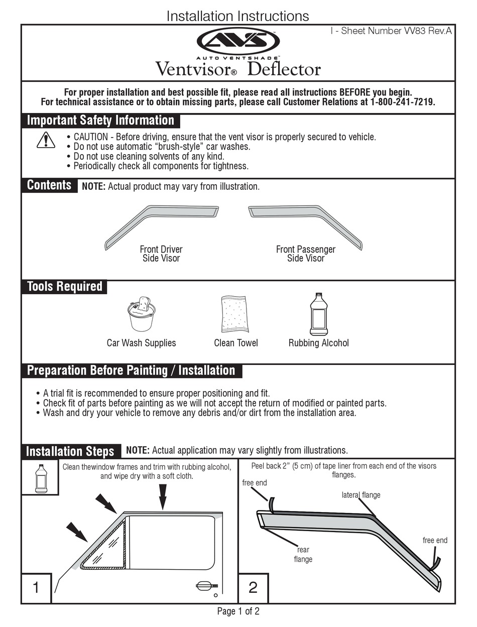 AVS VENTVISOR INSTALLATION INSTRUCTIONS MANUAL Pdf Download ManualsLib