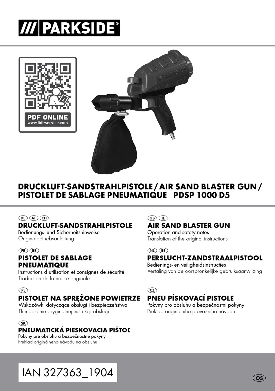 PARKSIDE® Pistolet de sablage à air comprimé PDSP 1000…