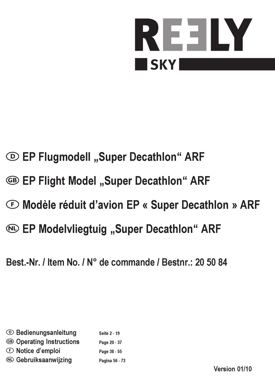 REELY SKY SUPER DECATHLON OPERATING INSTRUCTIONS MANUAL Pdf Download