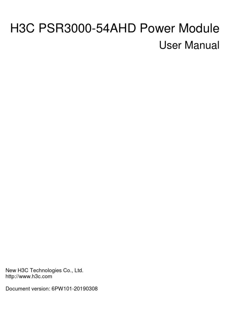 H3C PSR3000-54AHD USER MANUAL Pdf Download | ManualsLib