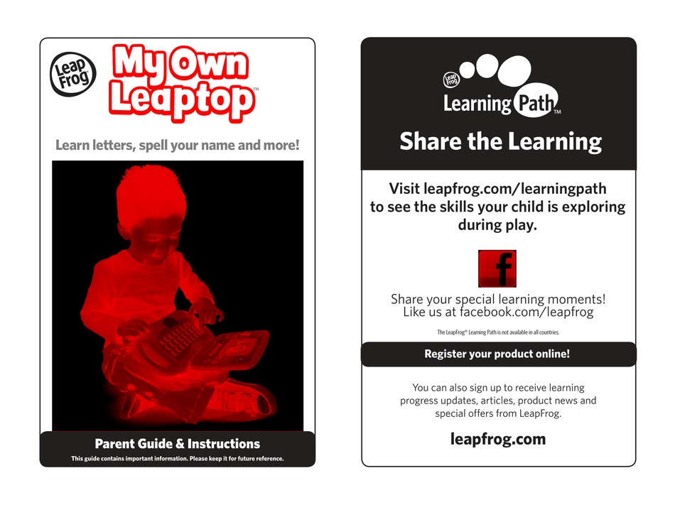 LEAPFROG LEARNING PATH MY OWN LEAPTOP PARENT MANUAL & INSTRUCTIONS Pdf