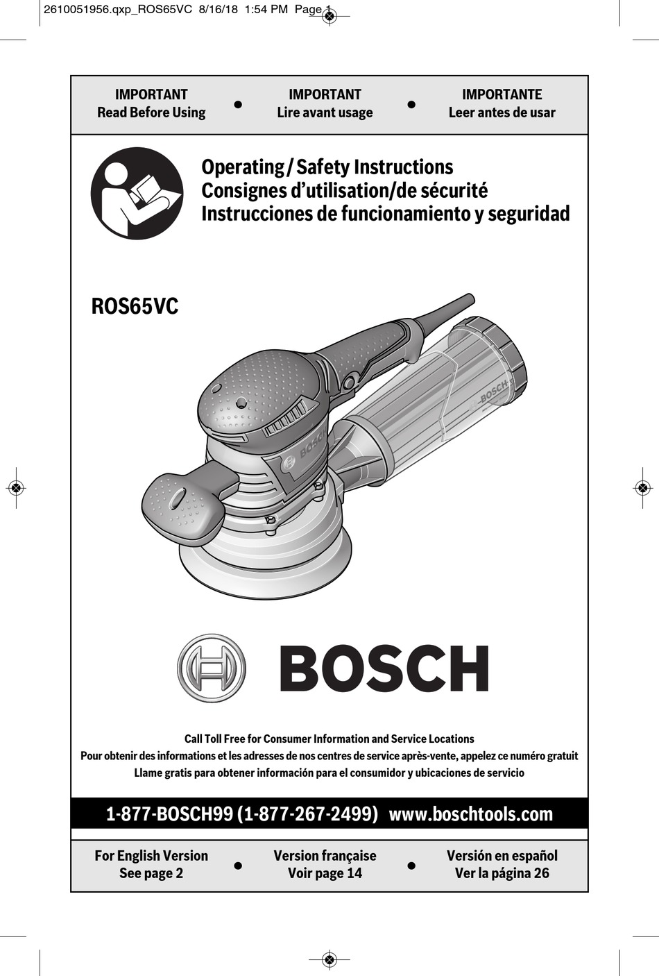 BOSCH ROS65VC OPERATING/SAFETY INSTRUCTIONS MANUAL Pdf Download
