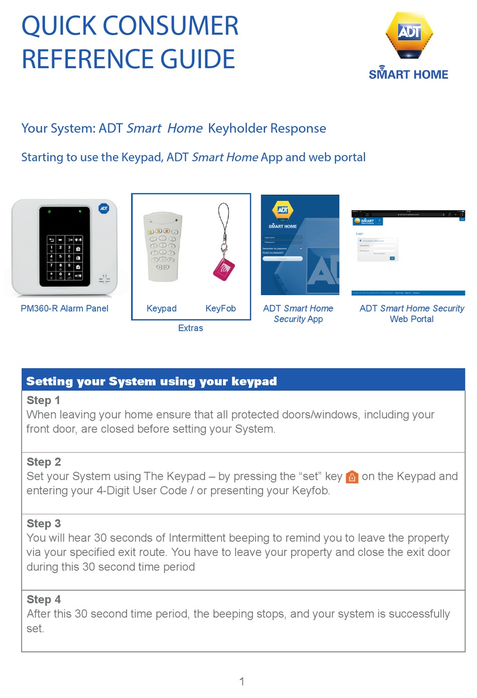 Adt Smart Home Pm360 R Quick Consumer Reference Manual Pdf Download Manualslib