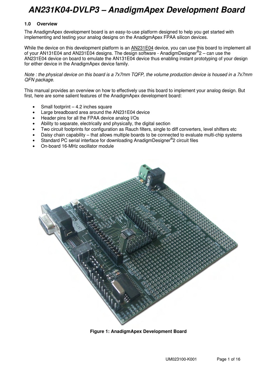 ANADIGM ANADIGMAPEX AN231K04-DVLP3 MANUAL Pdf Download | ManualsLib