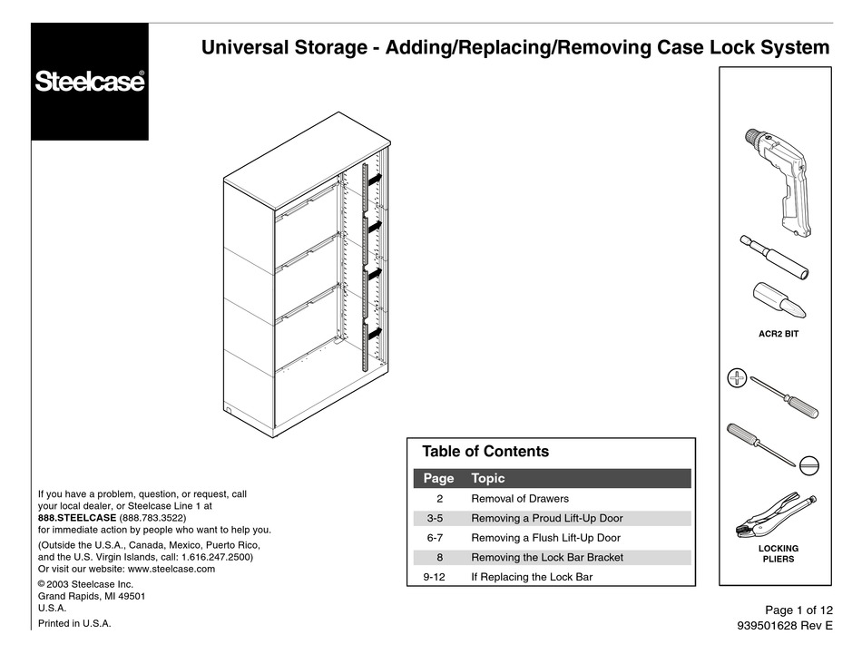 STEELCASE UNIVERSAL STORAGE MANUAL Pdf Download ManualsLib