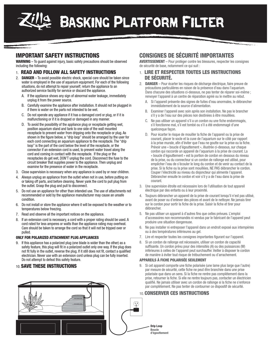 Zilla Basking Platform Filter Instructions Pdf Download Manualslib