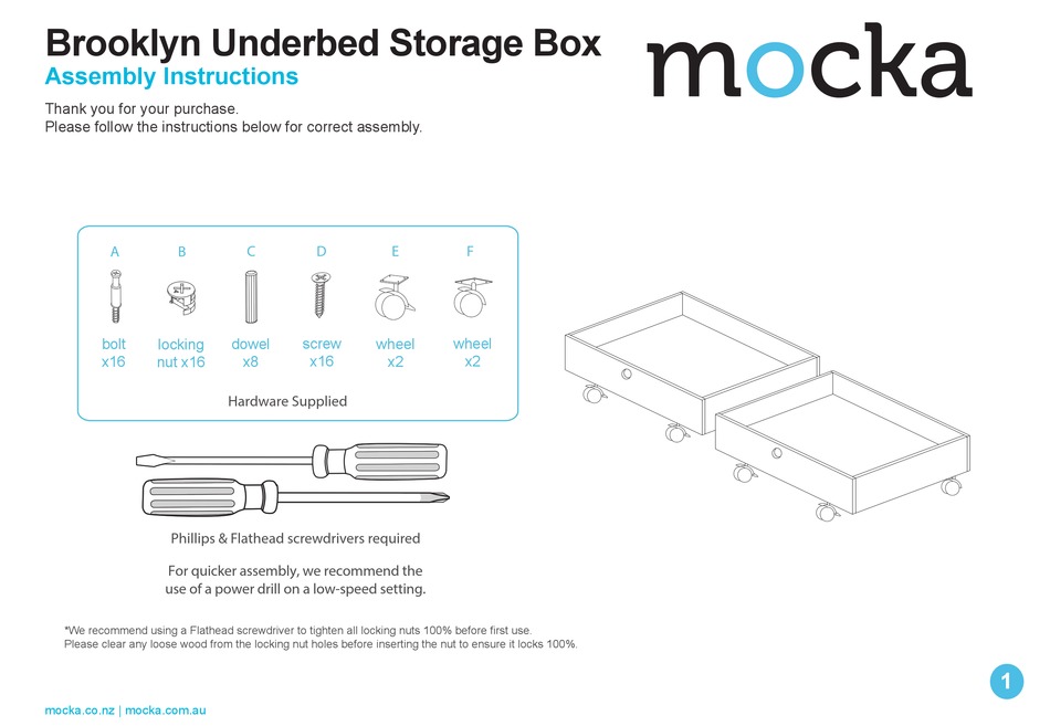 MOCKA BROOKLYN UNDERBED STORAGE BOX ASSEMBLY INSTRUCTIONS Pdf Download