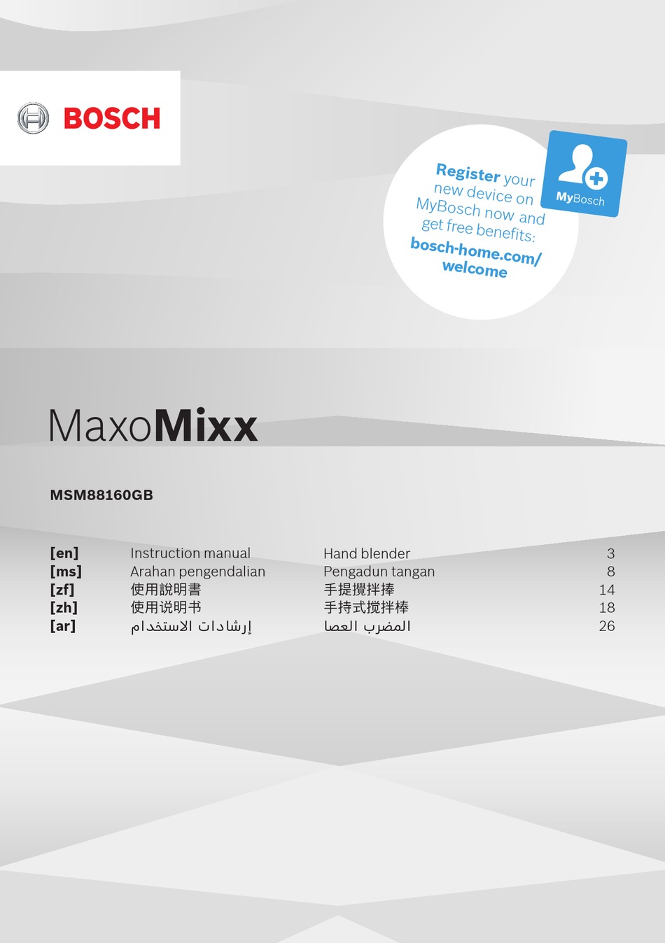 BOSCH MAXOMIXX MSM88160GB INSTRUCTION 