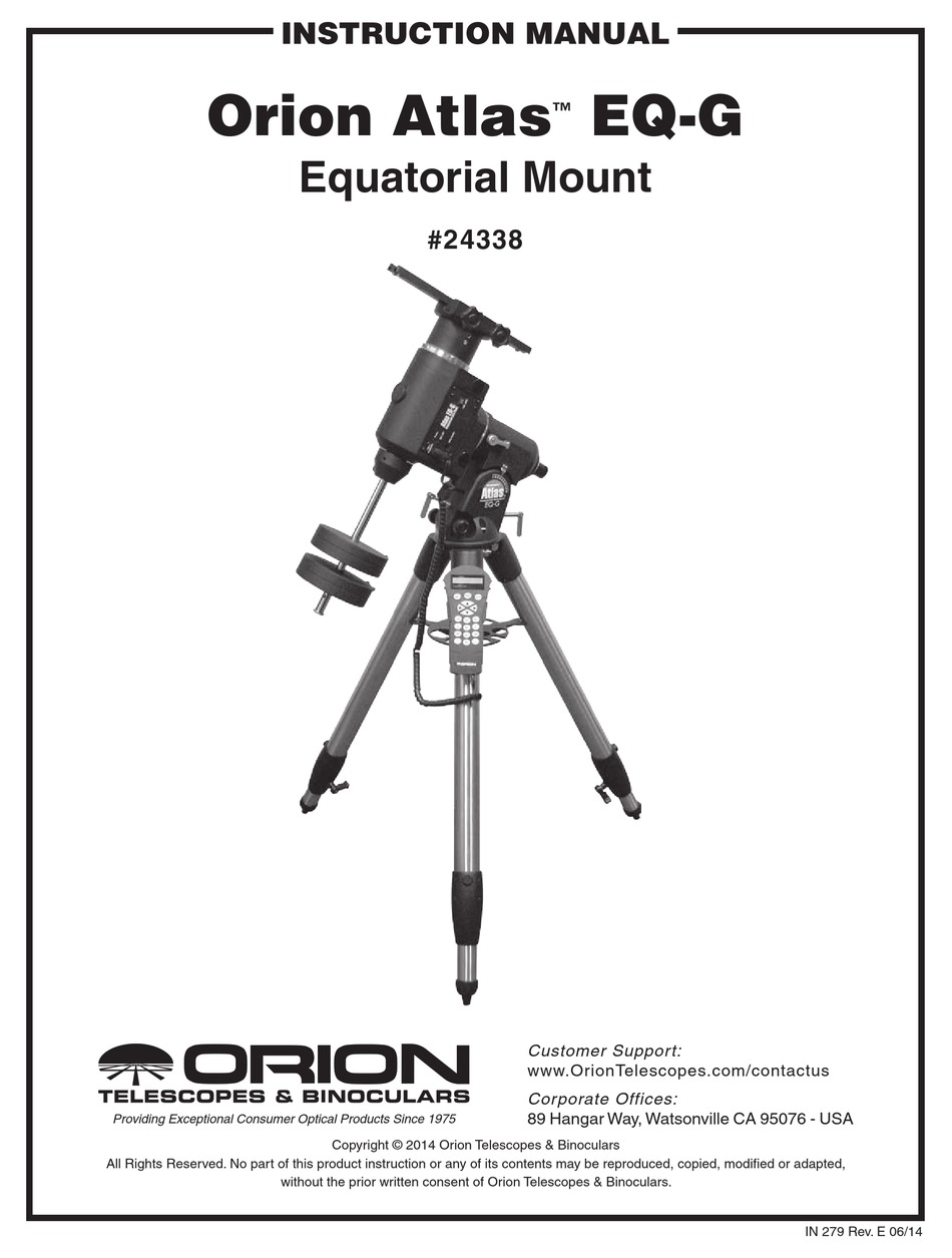 Orion Atlas Eq G Instruction Manual Pdf Download Manualslib
