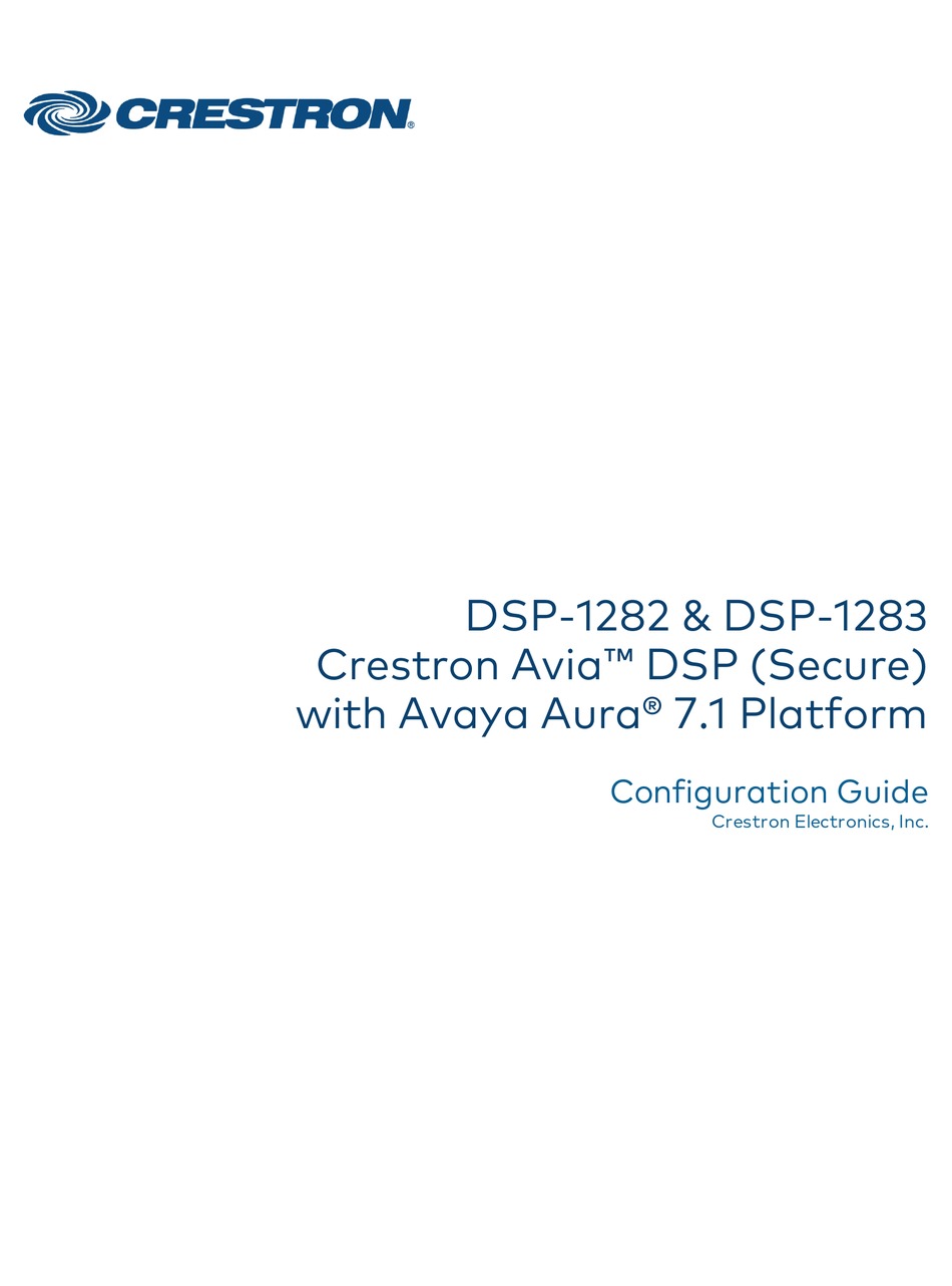 Crestron Avia Dsp Series Configuration Manual Pdf Download Manualslib