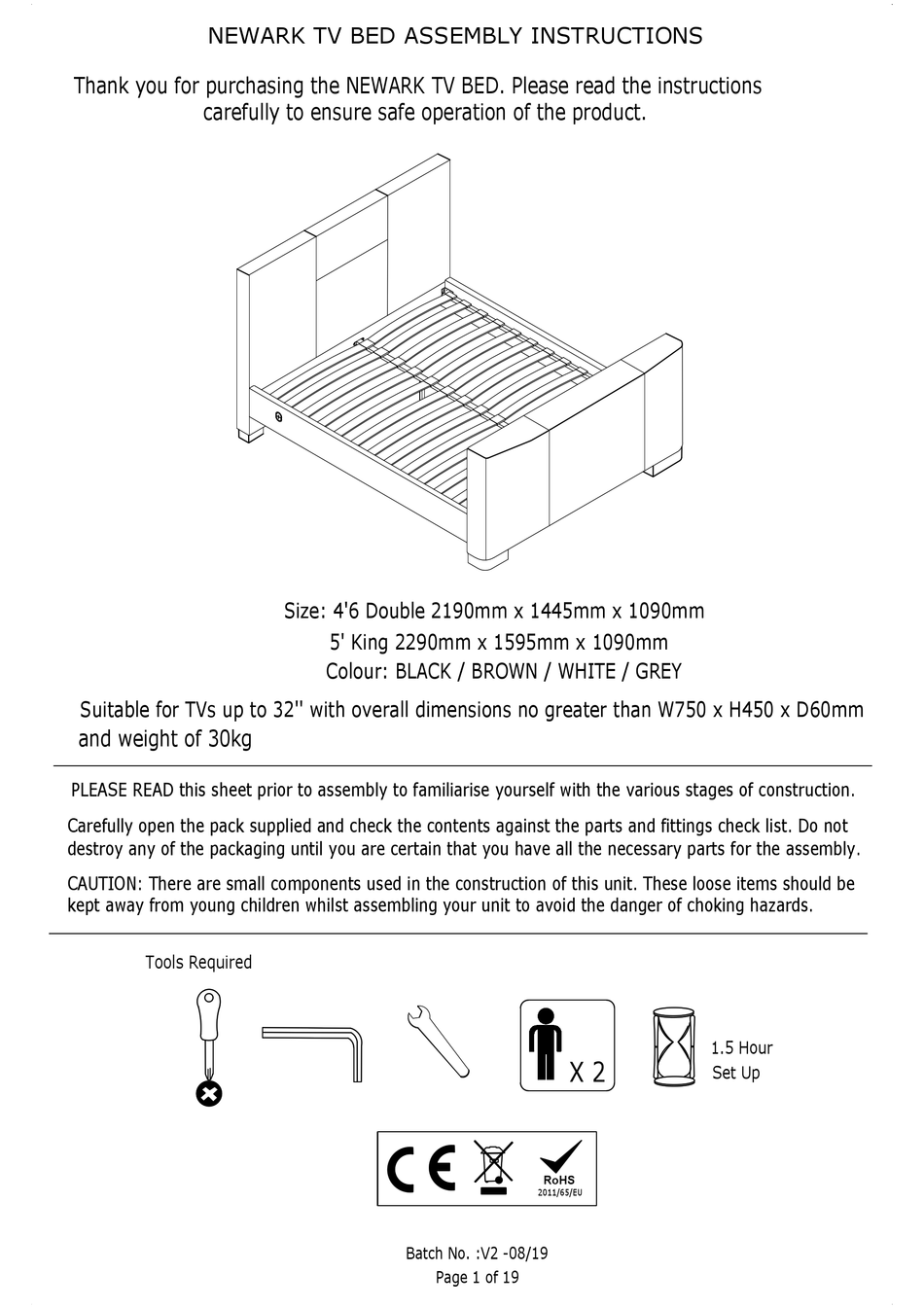 Gfw newark electric on sale tv bed