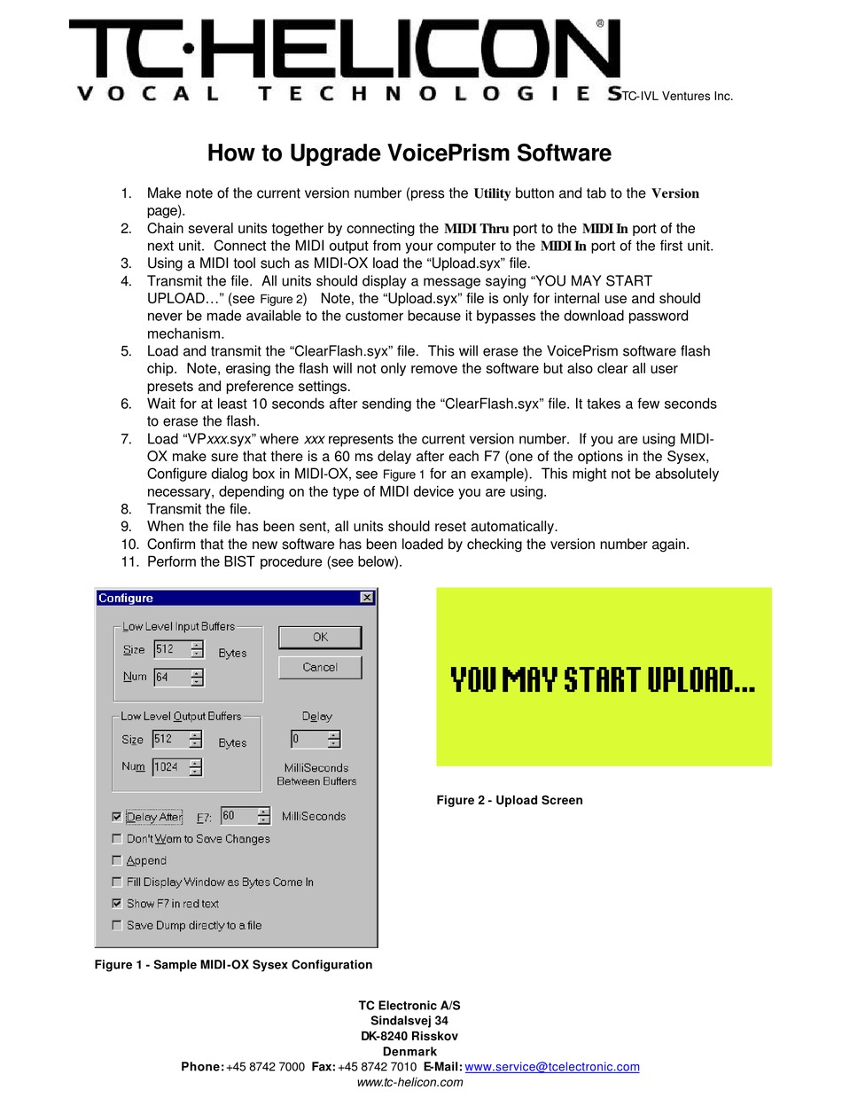 Tc Helicon Voiceprism Software Upgrade Pdf Download Manualslib