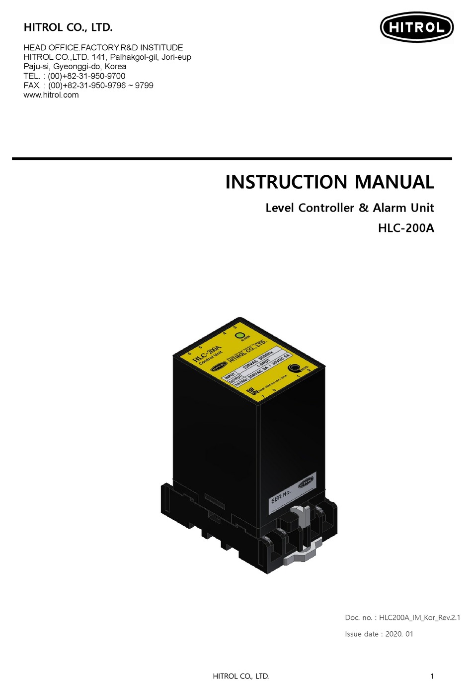 HITROL HLC200A INSTRUCTION MANUAL Pdf Download ManualsLib