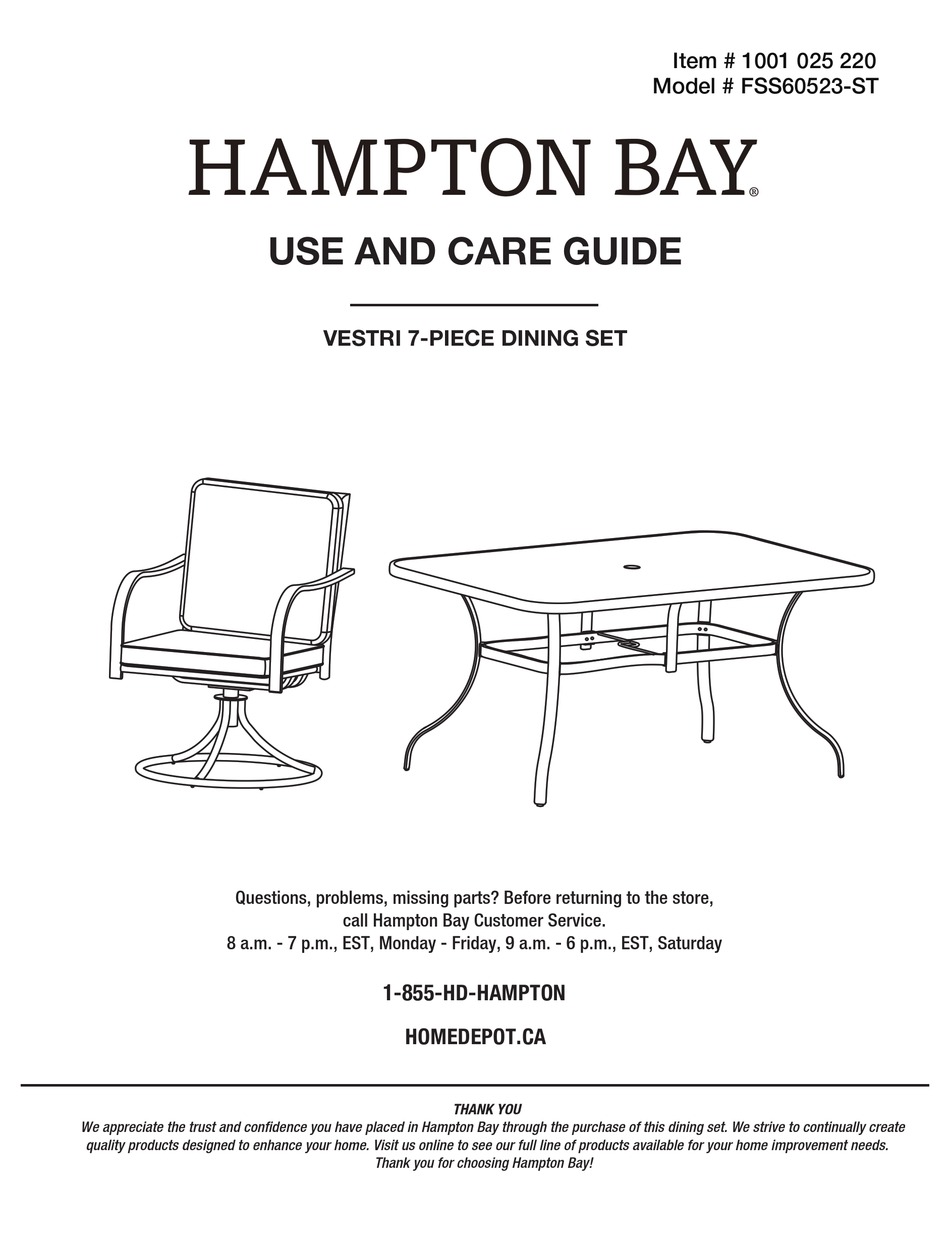 hampton bay vestri dining set