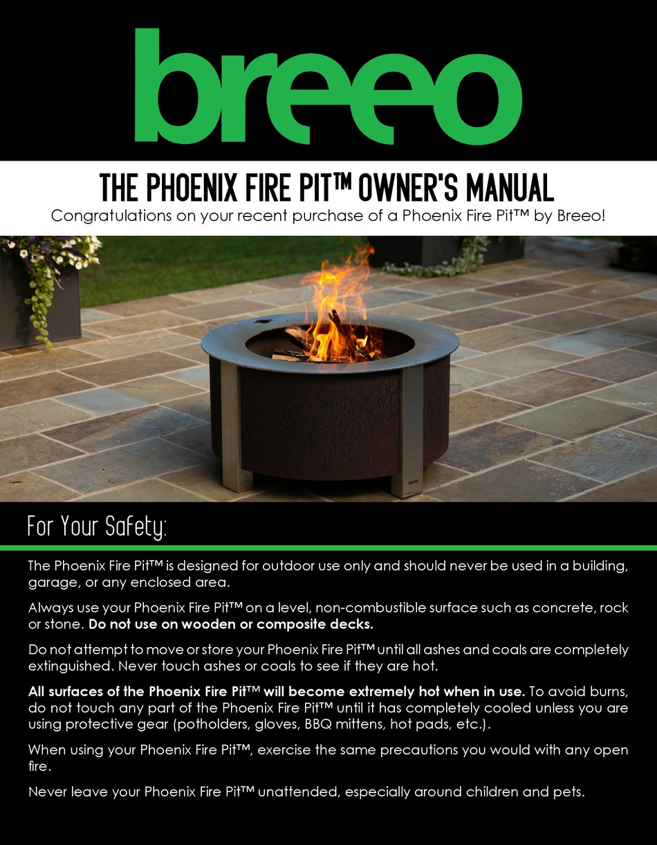 breeo smokeless fire pit sale on Breeo Phoenix Owner S Manual Pdf Download Manualslib