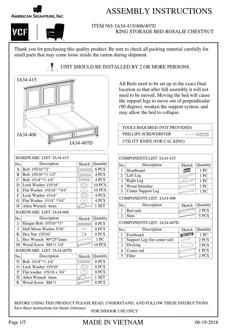 AMERICAN SIGNATURE IA34415 ASSEMBLY INSTRUCTIONS Pdf Download ManualsLib
