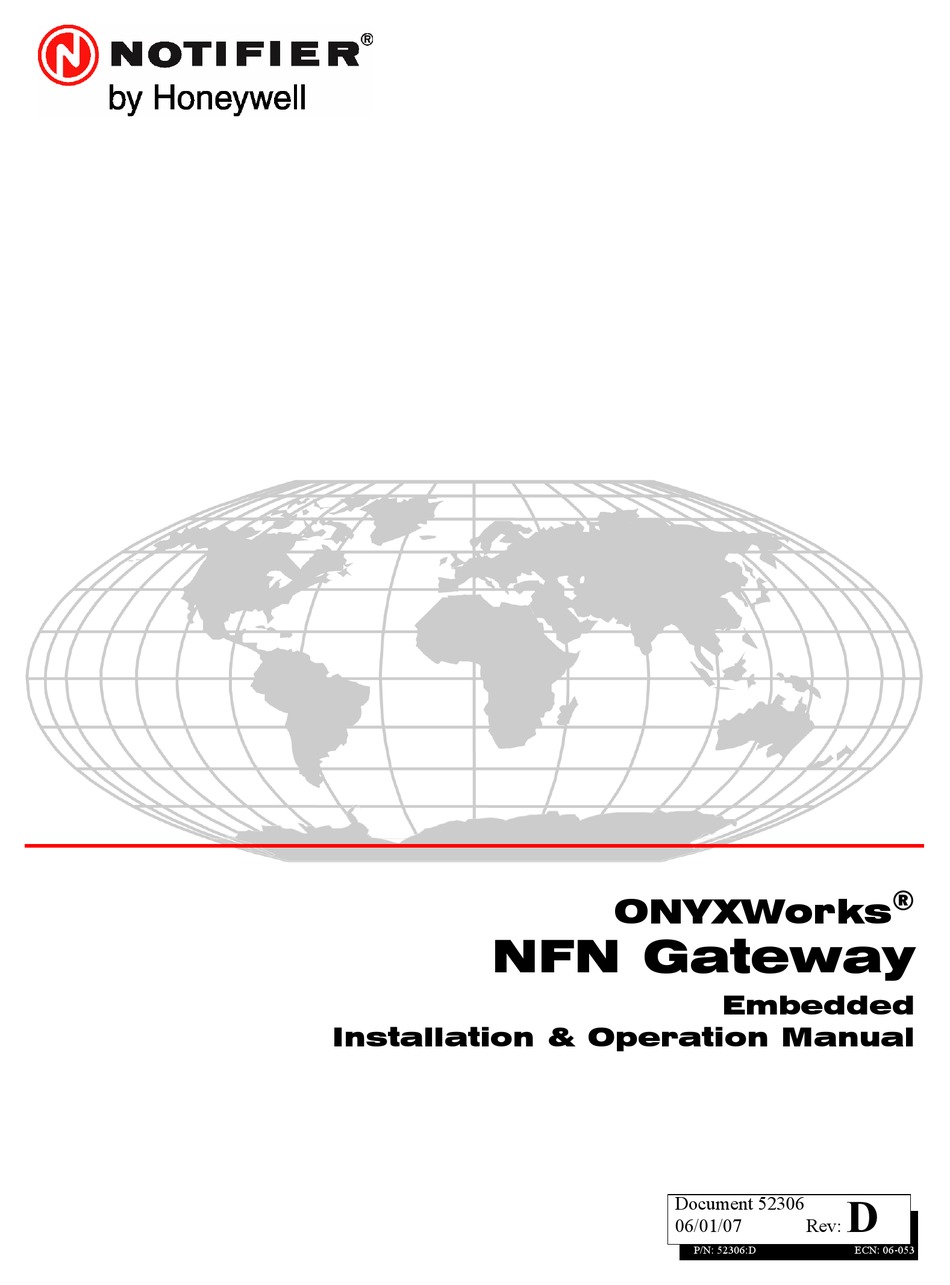 HONEYWELL NOTIFIER ONYXWORKS NFN GATEWAY INSTALLATION & OPERATION