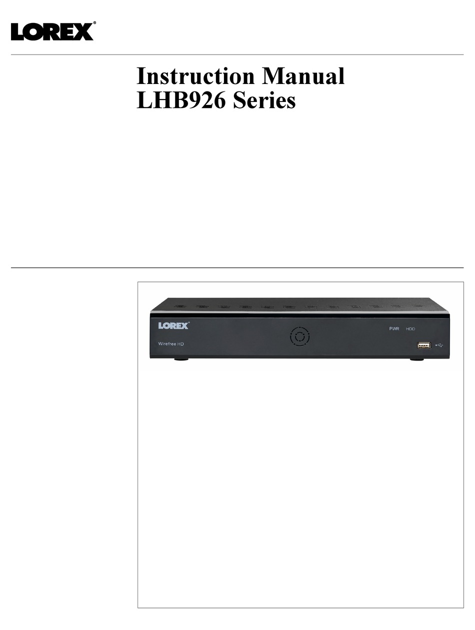 LOREX LHB926 SERIES INSTRUCTION MANUAL Pdf Download ManualsLib