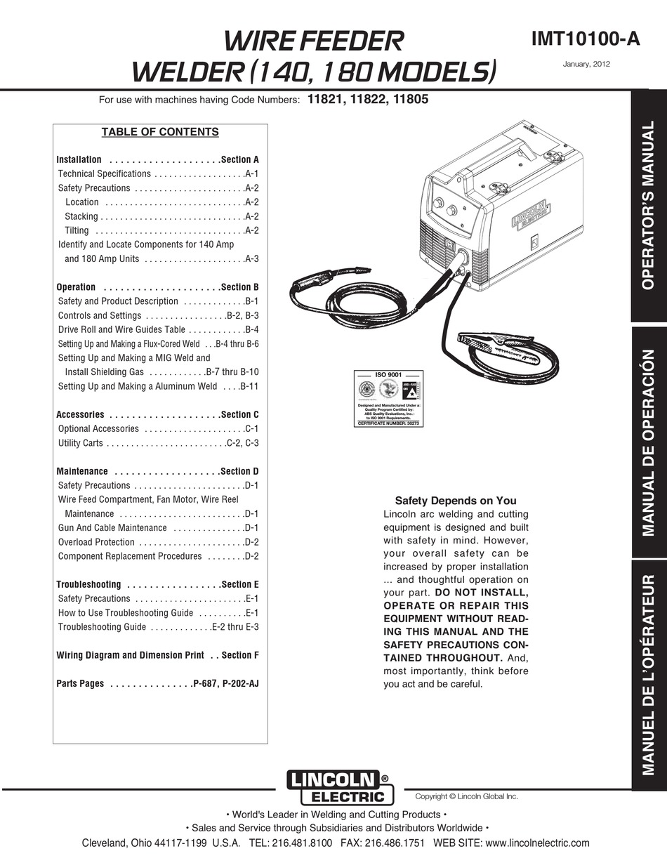 LINCOLN ELECTRIC 140 OPERATOR'S MANUAL Pdf Download | ManualsLib