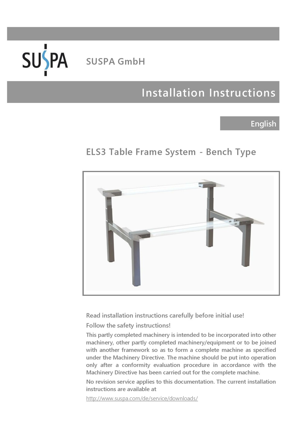 SUSPA ELS3 INSTALLATION INSTRUCTIONS MANUAL Pdf Download ManualsLib