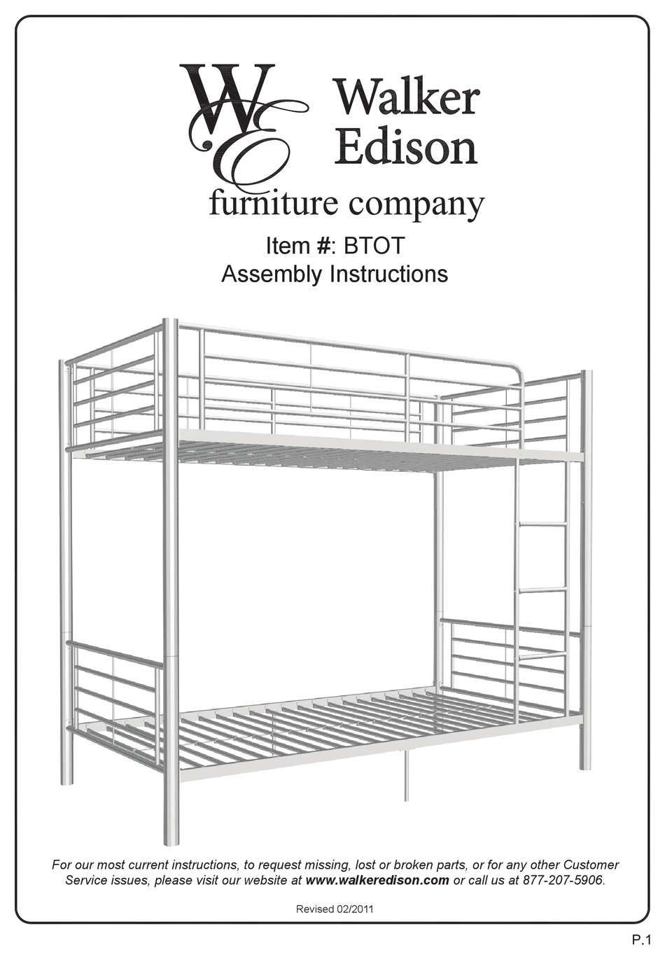 Walker Edison Btot Assembly, Loft Bed With Slide Instruction Manual