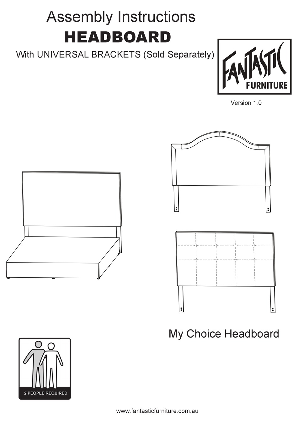 FANTASTIC FURNITURE MY CHOICE HEADBOARD ASSEMBLY INSTRUCTIONS MANUAL
