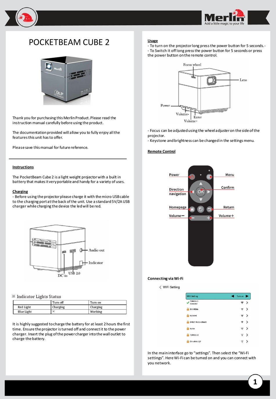 merlin pocket projector manual