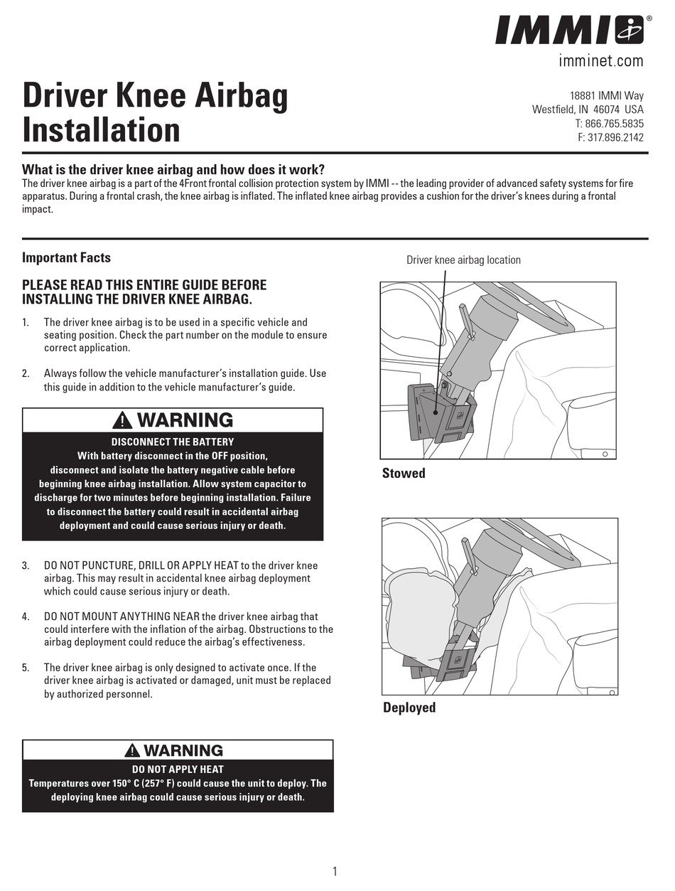 IMMI DRIVER KNEE AIRBAG INSTALLATION Pdf Download ManualsLib