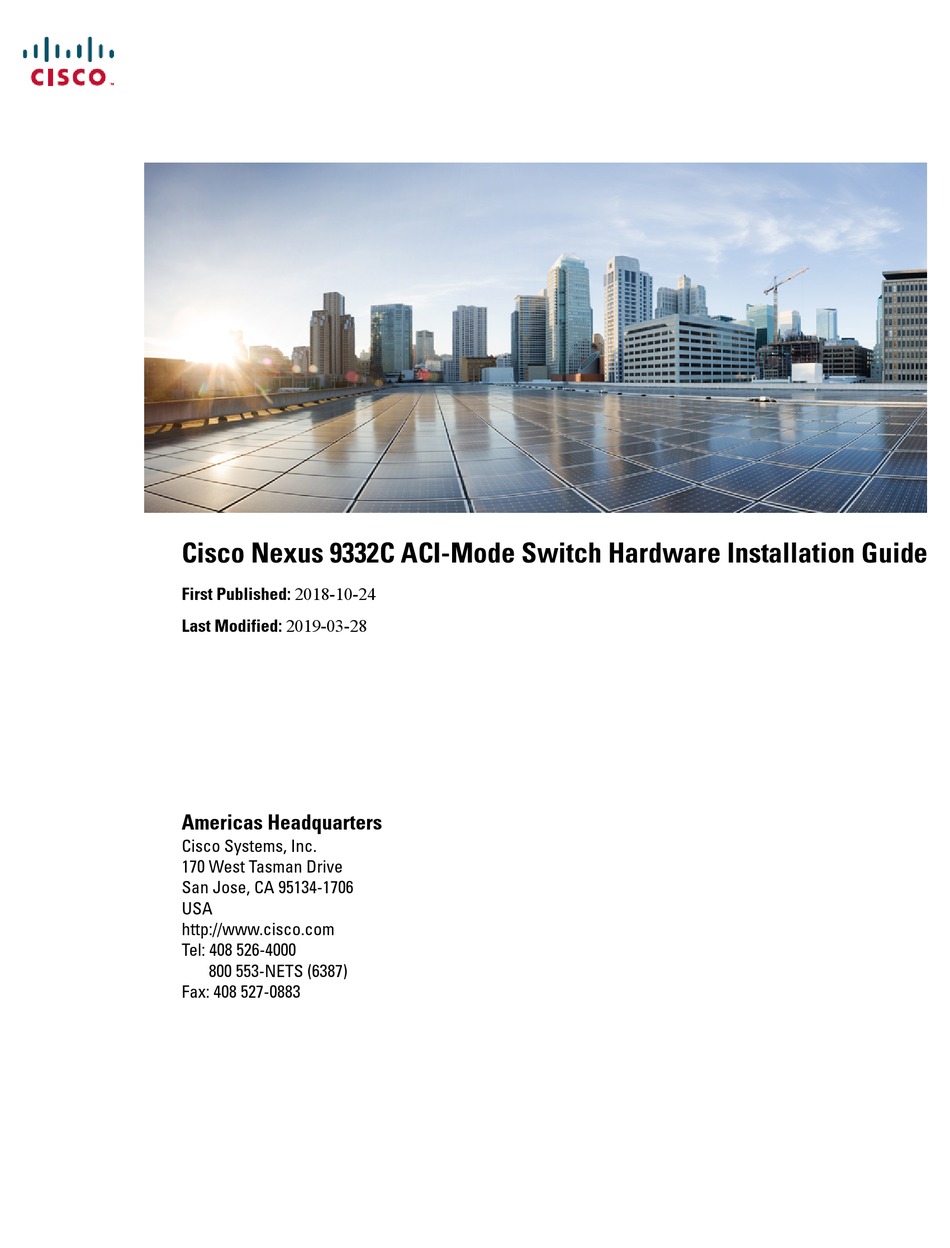 Cisco Nexus 9332c Hardware Installation Manual Pdf Download Manualslib