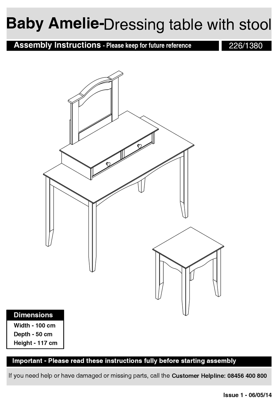 ARGOS BABY AMELIE 226/1380 ASSEMBLY INSTRUCTIONS MANUAL Pdf Download