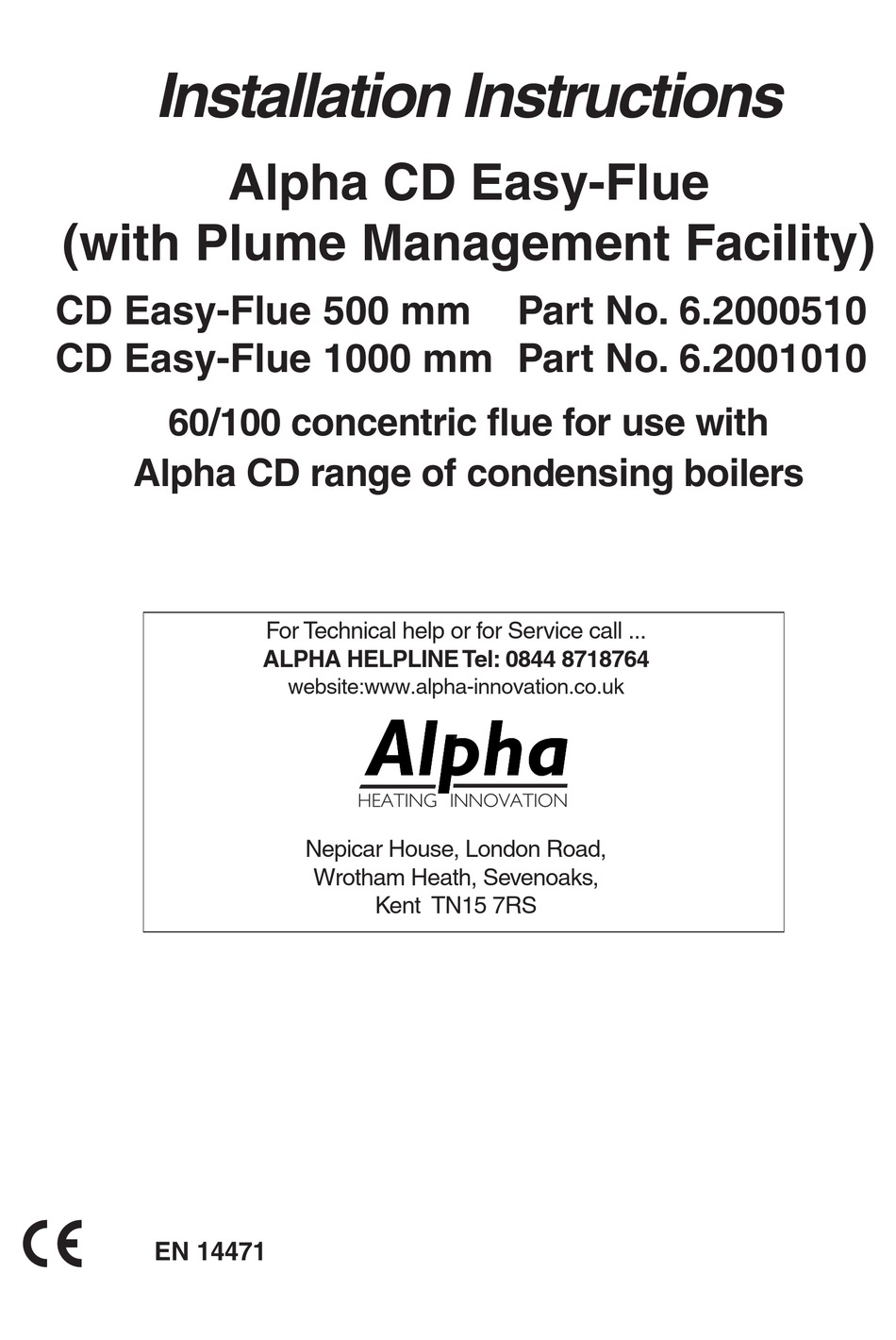 ALPHA CD EASYFLUE SERIES INSTALLATION INSTRUCTIONS MANUAL Pdf Download