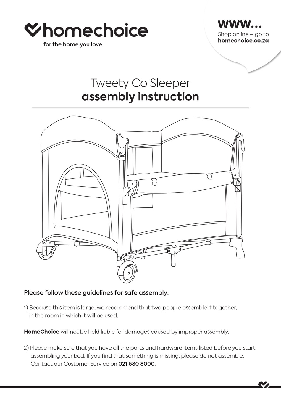 HOMECHOICE TWEETY CO ASSEMBLY INSTRUCTION MANUAL Pdf Download ManualsLib