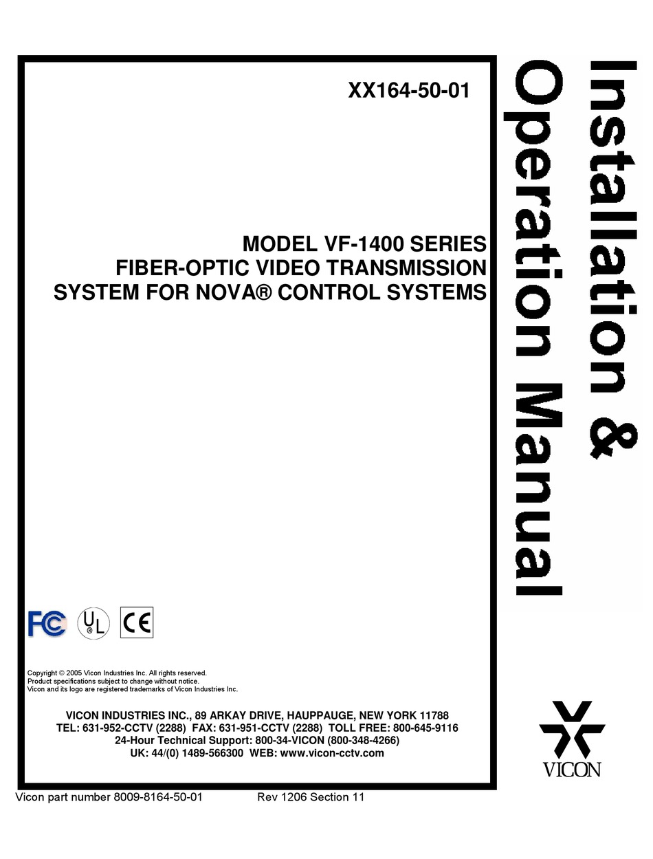 VICON VF-1400 SERIES INSTALLATION & OPERATION MANUAL Pdf Download ...