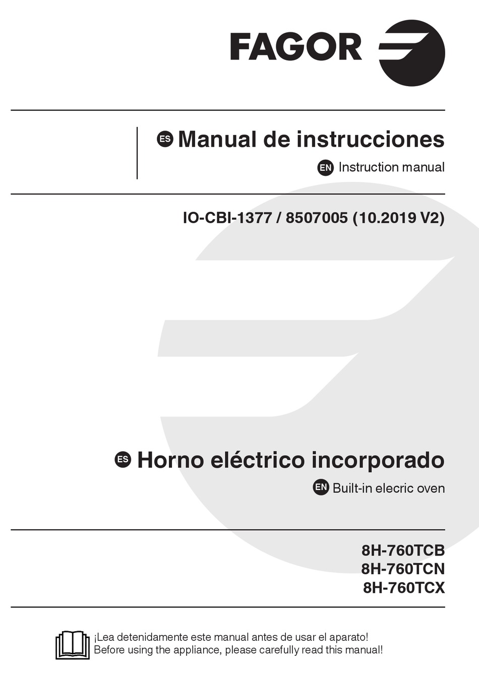 FAGOR 8H-760TCB INSTRUCTION MANUAL Pdf Download | ManualsLib